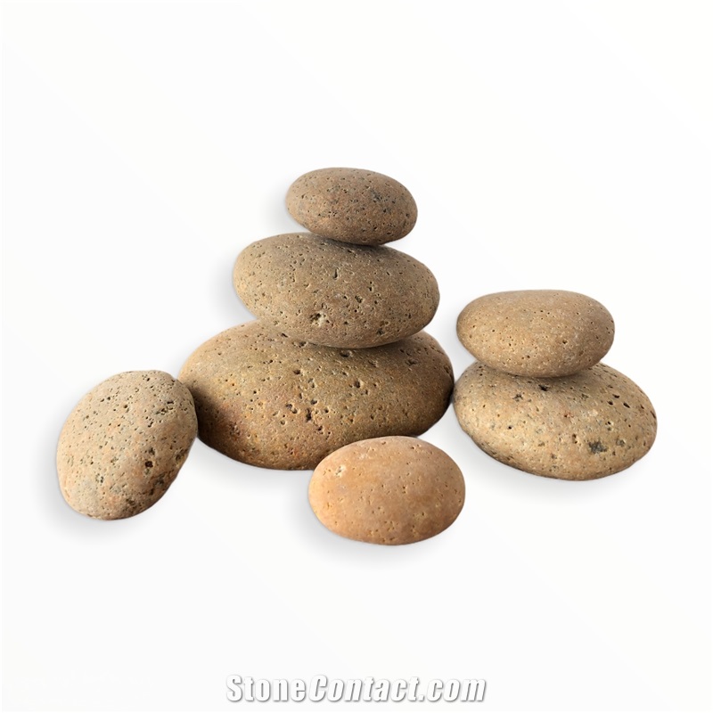 Tan Beach Pebbles, Beige Travertine Tumble Pebble Stone