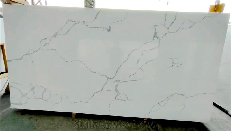 Artificial Quartz Stone Marble Carrara Texture White Quartz