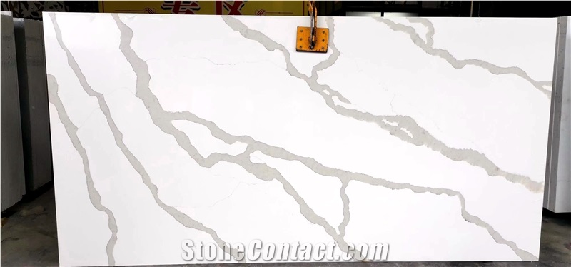 Calacatta White Pure Surface Quartz Slab Large Stock Cheap