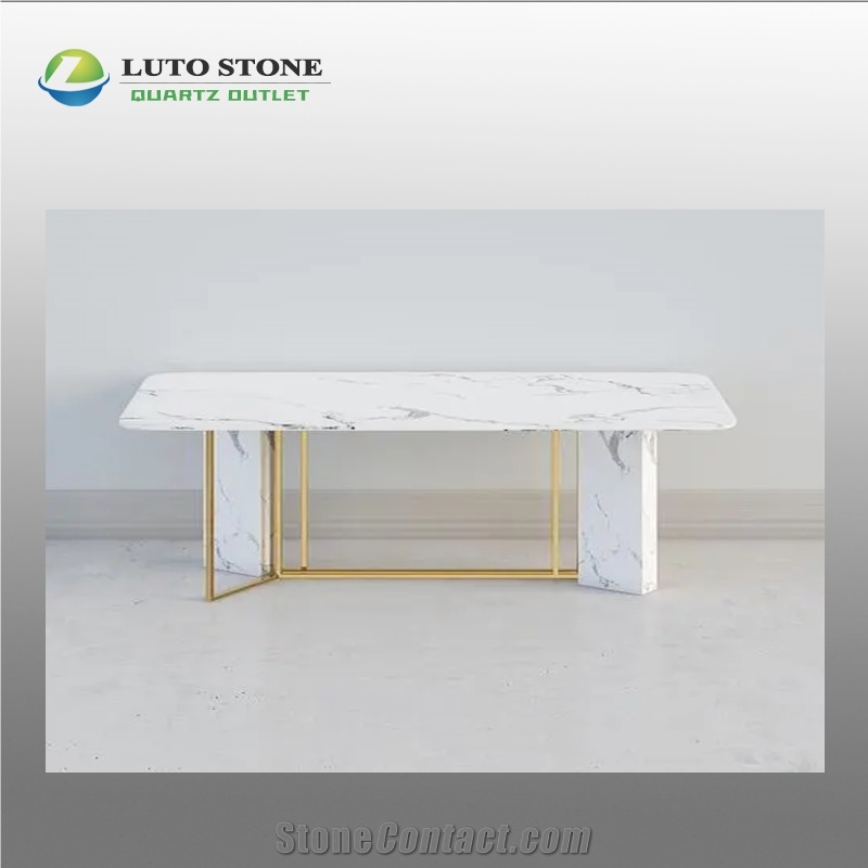 Calacatta White Quartz Table Top Quartz Desk Top Furniture