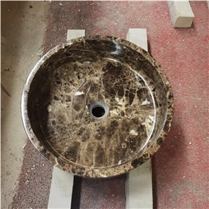 Brown Stone Bathroom Counter Sink Emperador Dark Wash Basin