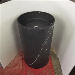 Marble Bathroom Art Sink Stone Marquina Pedestal Wash Basin