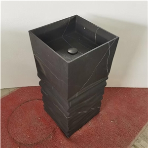 Solid Marble Pedestal Wash Basin Stone Pietra Square Sink