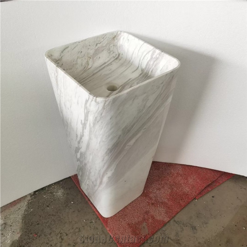 Solid Stone Pedestal Wash Basin Orange Onyx Oval Bath Sink