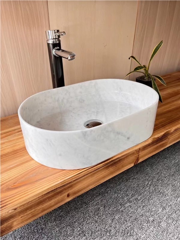 Stone Art Wash Basin Marble Oval Carrara Bath Counter Sink