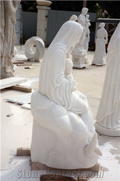 Mary Statue With Pure White Marble