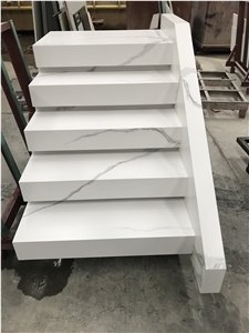 Calacatta White Sintered Stone Step Stair Riser For Interior