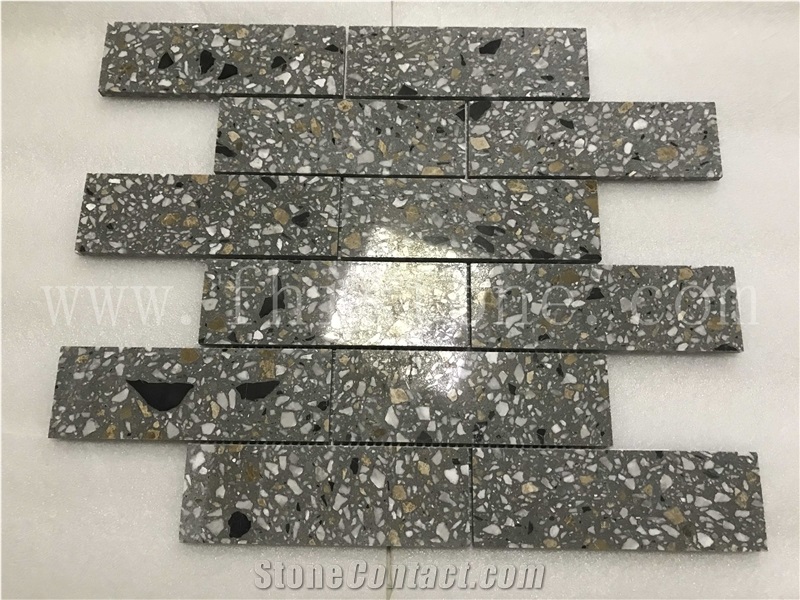 Grey Terrazzo Mosaic New Trend Floor Tile Brick Mosaic