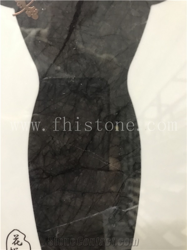 Black Marble Waterjet Stone Painting Cheongsam Women's Gift