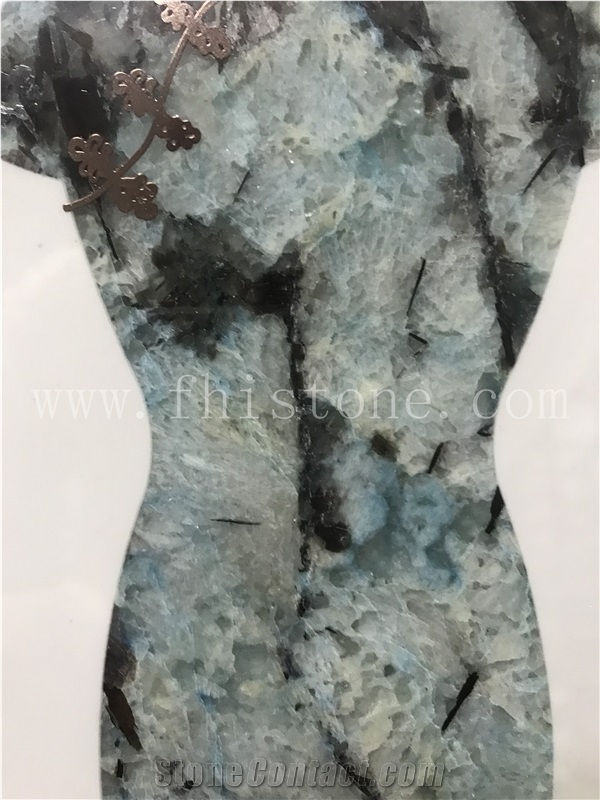 Blue Granite Carved Gift Cheongsam Waterjet Women's Gift