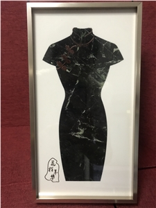 Green Marble Carved Gift Cheongsam Waterjet Women's Gift