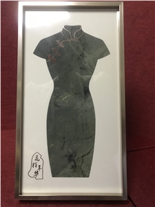 Green Marble Waterjet Cut Stone Cheongsam Women's Gift