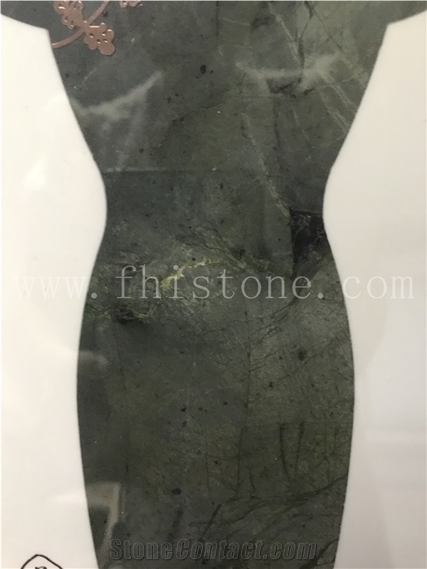 Green Marble Waterjet Cut Stone Cheongsam Women's Gift