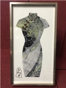 Green Onyx Carved Waterjet Stone Cheongsam Women's Gift