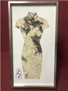 Pandora Granite Carved Waterjet Stone Painting Cheongsam