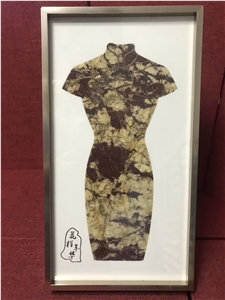 Red Marble Carved Handcraft Cheongsam Luxury Women's Gift