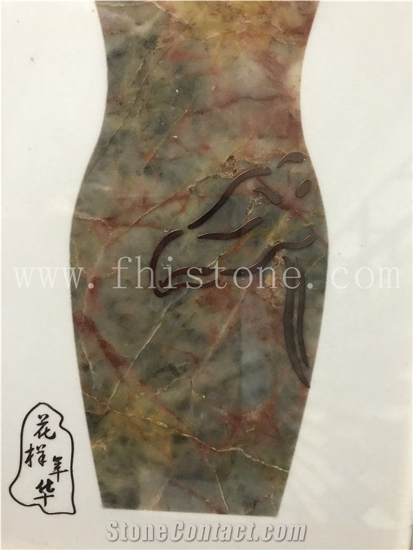 Red Marble Waterjet Stone Carved Cheongsam Women's Gift