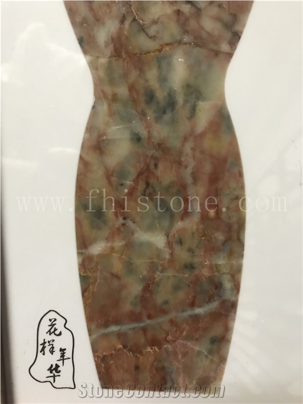 Red Marble Waterjet Stone Painting Cheongsam Women's Gift1