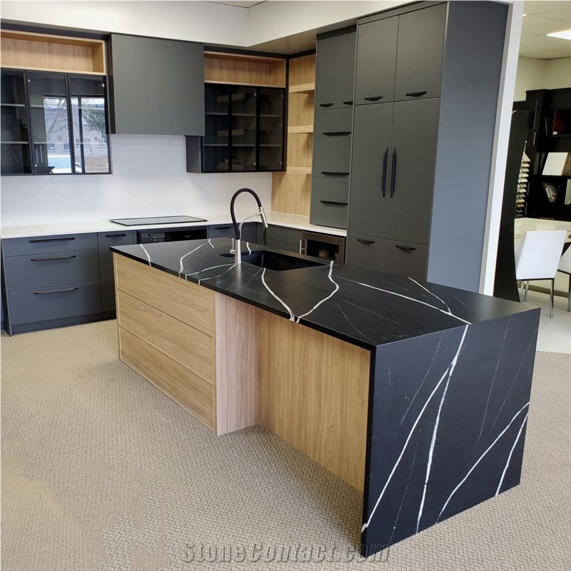 Black Quartz Kitchen Countertops