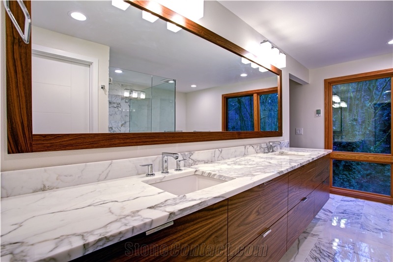 Calacatta Quartz Bathroom Vanity Countertop