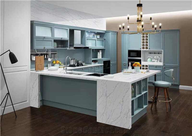 Carrara White Quartz Kitchen Worktop