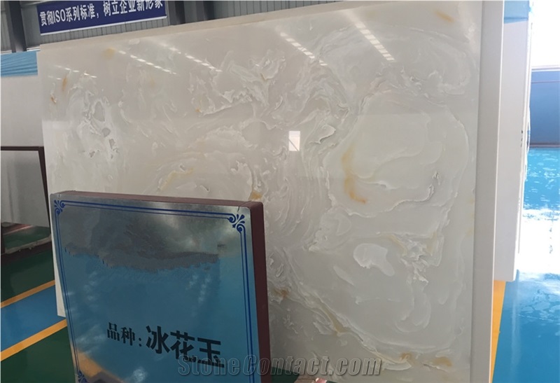 White Veins Artificial Onyx Slabs Engineered Stone