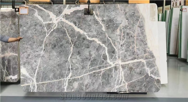 Sky Fall Marble Grey Classic Slabs Floor Tiles Hotel Project