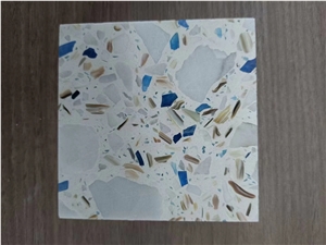 China Light Blue Durable Inorganic Terrazzo Tiles
