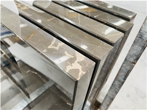 Brown Fantasy Vanity Top Sink Prefab Gold Hotel Bathroom