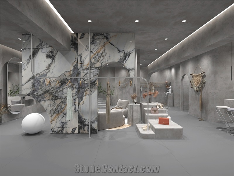 Sintered Stone Mondrian Grey For Bathroom Design Flooring