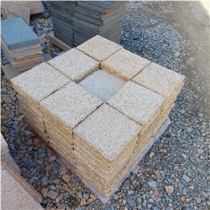 GRANITE YELLOW CHISELED 30X30x5cm Cobblestone, Pavers