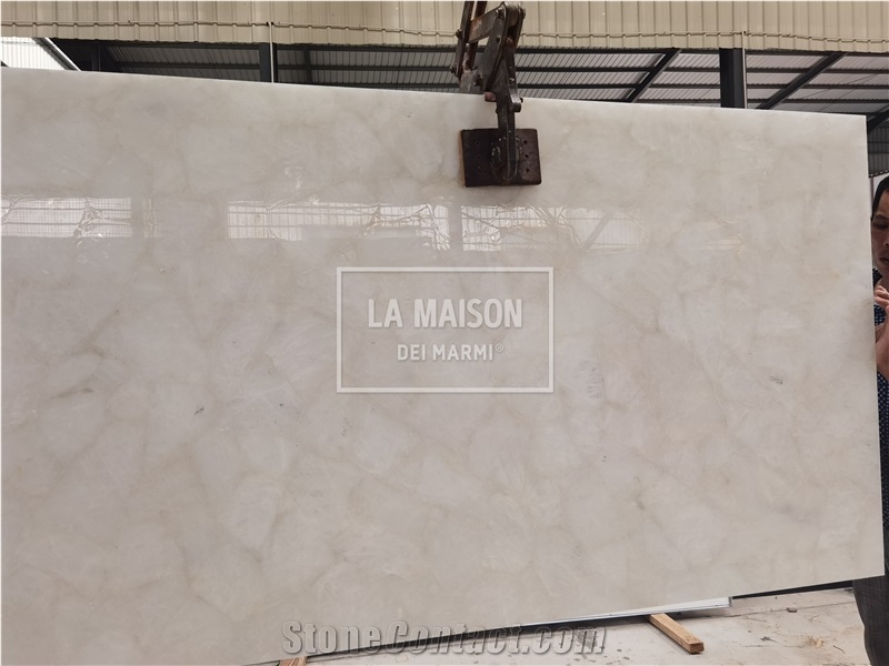 Crystal White Semiprecious Stone Composite Honeycomb Panels