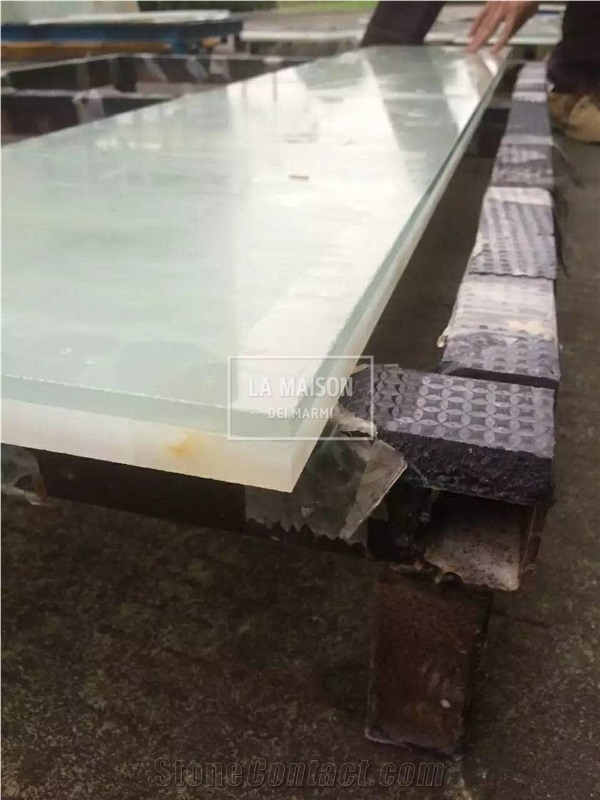 White Onyx Natural Laminated Composite Glass Panels
