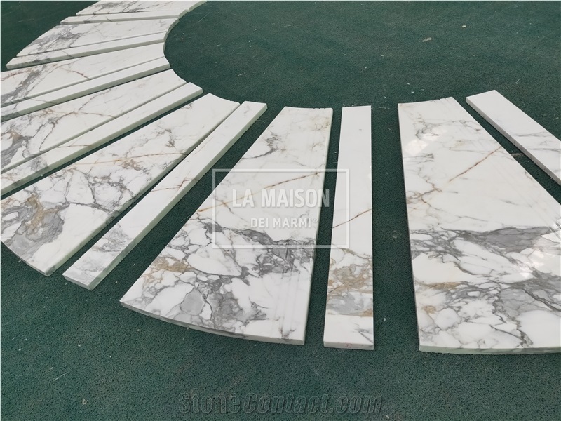 Calacatta Natural Marble Interior Spiral Staircase Steps And Riser
