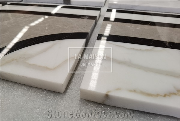 Calacatta White/Ariston Marble Waterjet Flooring Borders