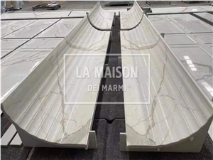 Calacatta White Natural Marble CNC Carved Column Panels
