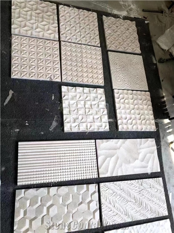 Moca Cream Limestone Carved/Irregular Shape Tiles For Wall