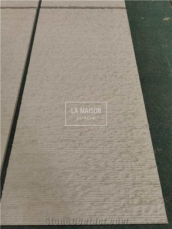 Moca Cream Limestone Hand Chiseled Surface For Outdoor Wall