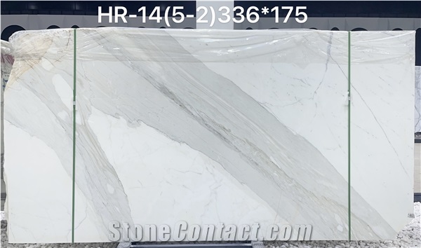 Italy White Marble Calacatta Polished  Slabs Tiles  HR-14