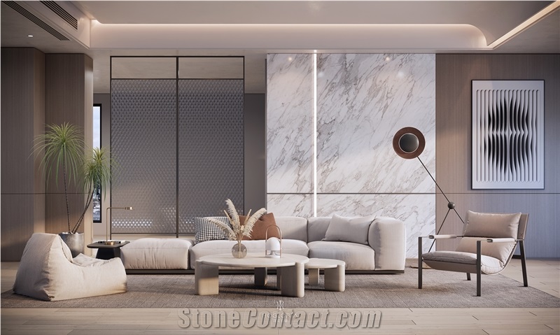 Luxury Natural White Marble Statuario/Calacatta Slab Tiles