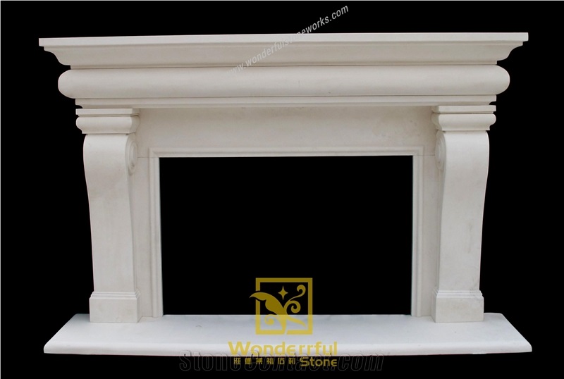 Cream Bello Limestone Fireplace Mantel