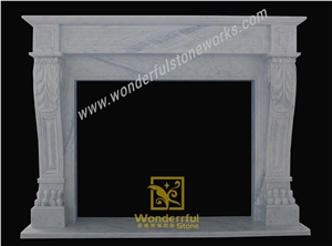 Italian Carrara White Marble Fireplace Mantel