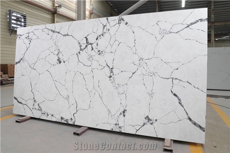 Artificial Stone Calacatta Quartz Stone Slabs Super White from