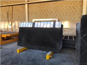 Najafabad Black Marble Slabs, Tiles