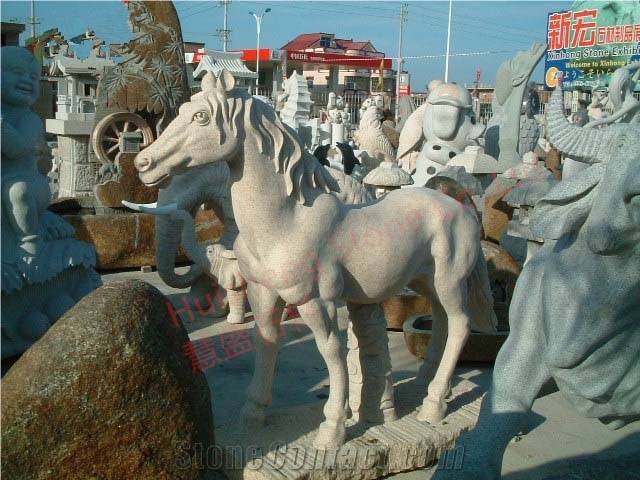 Granite Grey Animal Horse Sculpture Carving