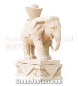 Granite White Animal Elephant Sculpture Carving