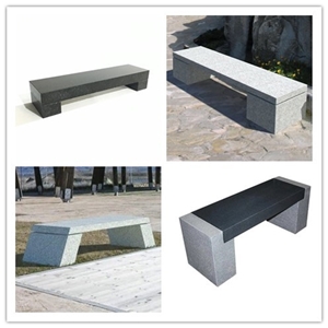 Grey And Back Granite Garden Bench Chair Seat