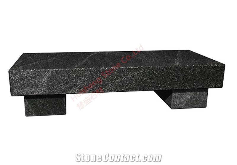 Grey And Back Granite Garden Bench Chair Seat