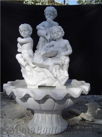 Angel Western Style Human Sculptured White Marble Fountains