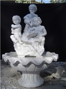 Angel Western Style Human Sculptured White Marble Fountains